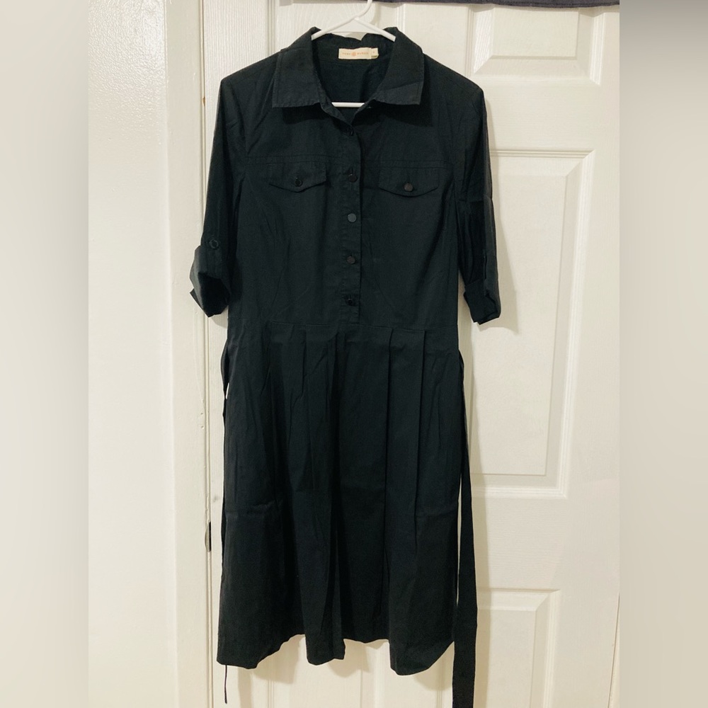 Tory Burch black cotton knee length midi dress - size 12